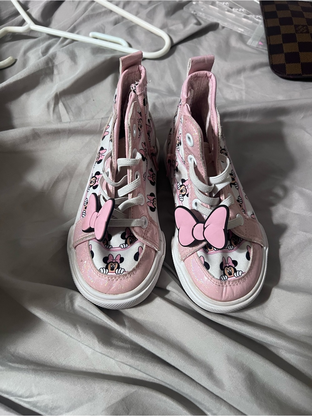 Disney Pink Minnie Bow High-Top Sneakers for Kids